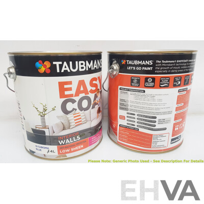 TAUBMANS Easy Coat Low Sheen Blue for Interior Walls 4L - Lot of 6 - Total ORP $810.00
