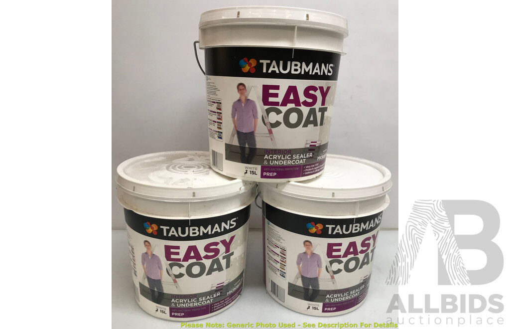 TAUBMANS Easy Coat Prep White for Interior 15L - Lot of 3 - Total ORP $570.00