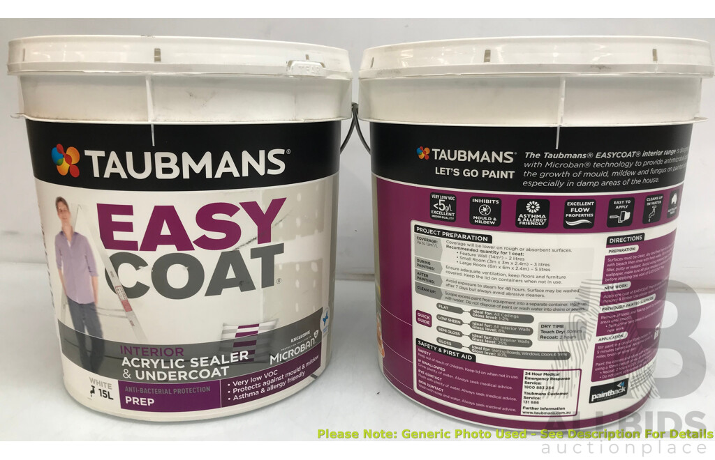 TAUBMANS Easy Coat Prep White for Interior 15L - Lot of 3 - Total ORP $570.00