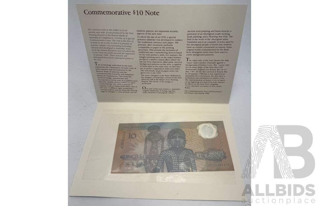 Jan 26, 1988 Commemorative $10 Note