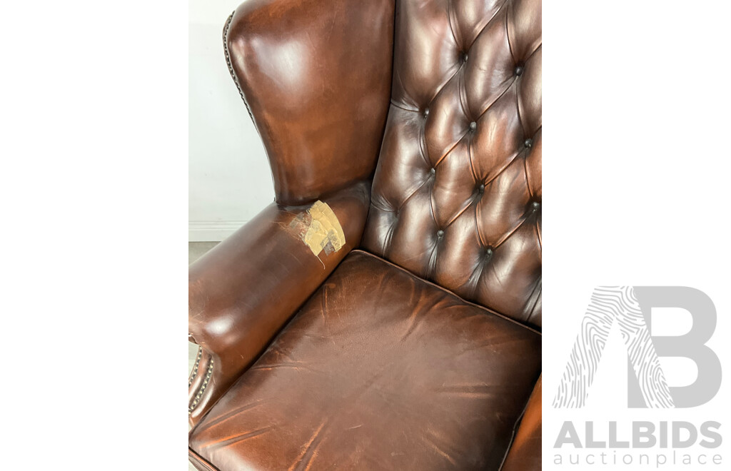 Vinatge Leather Wing Back Arm Chair