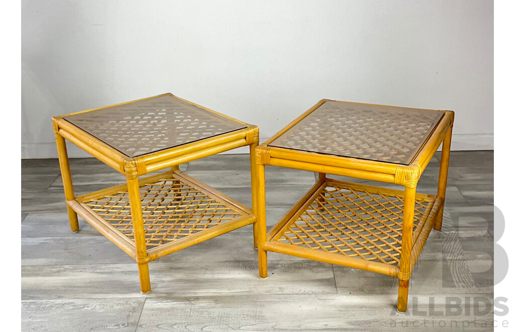 Pair of Cane Sidetables