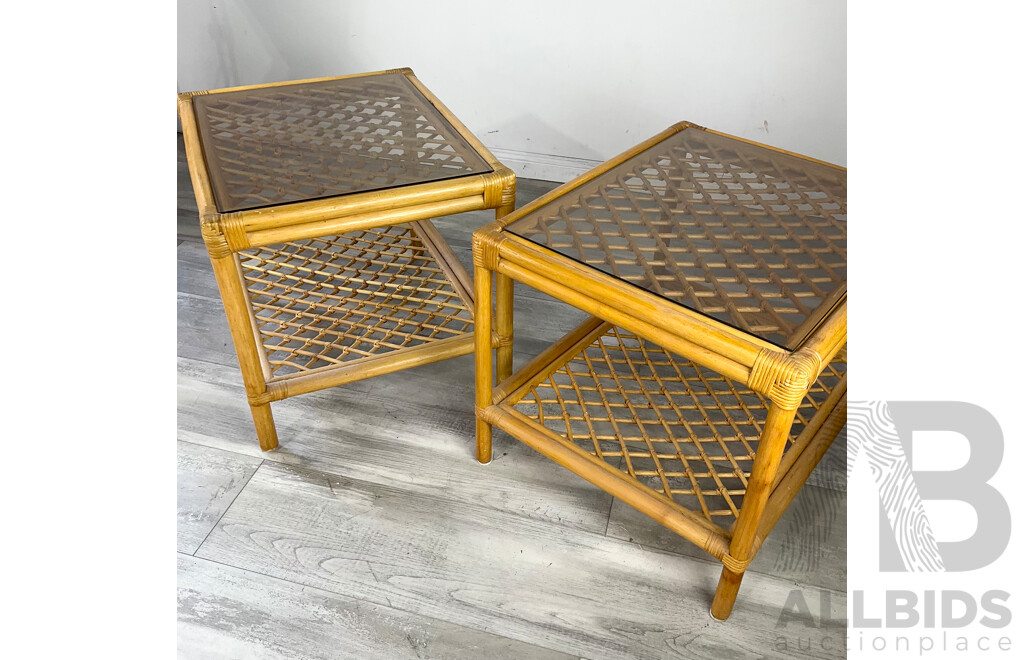 Pair of Cane Sidetables