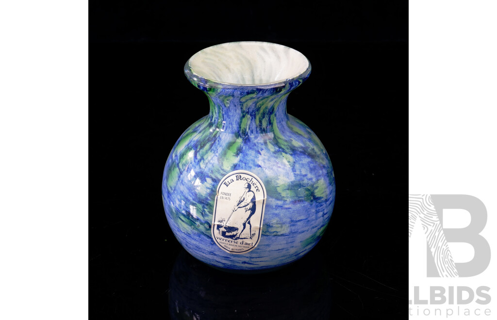 HAnd Blown Studio Art Glass Vase by La Rochere, France with Original Label