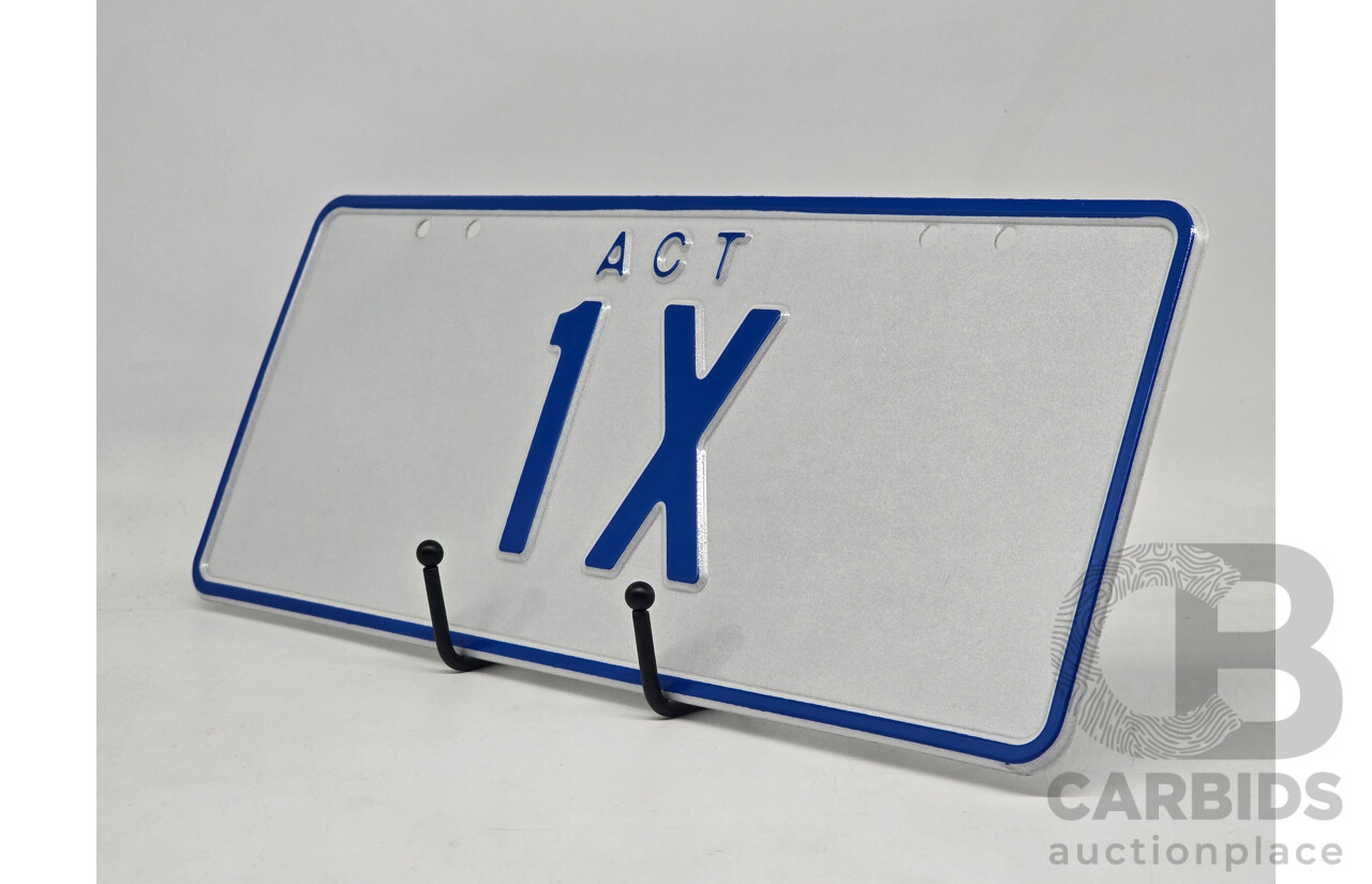 ACT Two Character Alpha Numeric Number Plate - 1X (Number 1, Letter X)