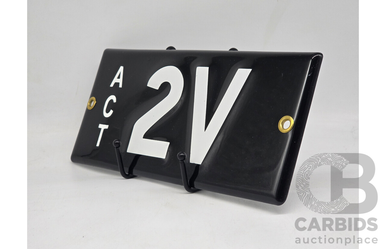 ACT Two Character Alpha Numeric Number Plate - 2V