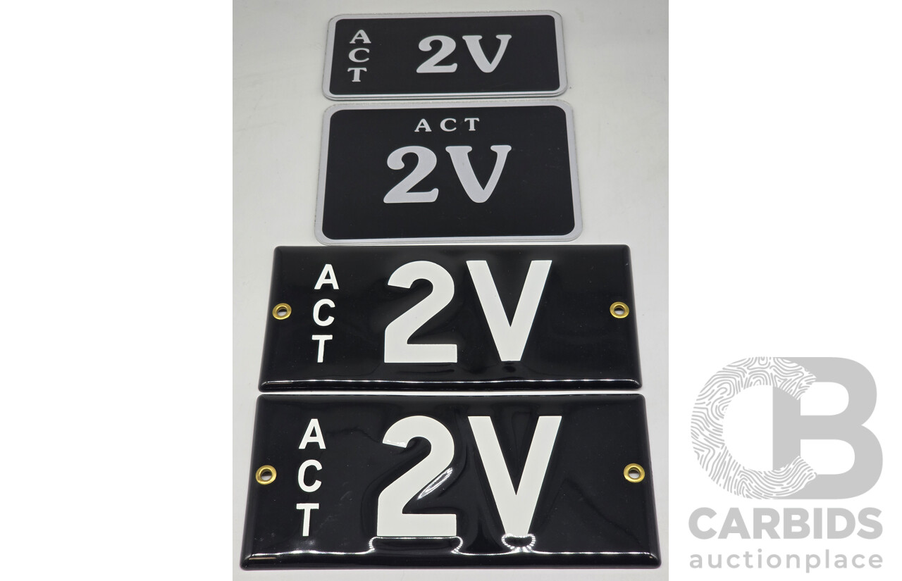 ACT Two Character Alpha Numeric Number Plate - 2V