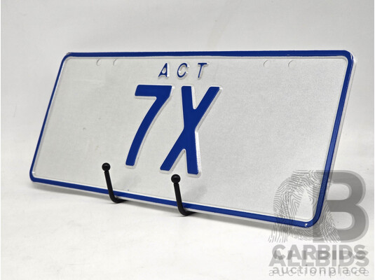 ACT Two Character Alpha Numeric Number Plate - 7X  (Number 7, Letter X)