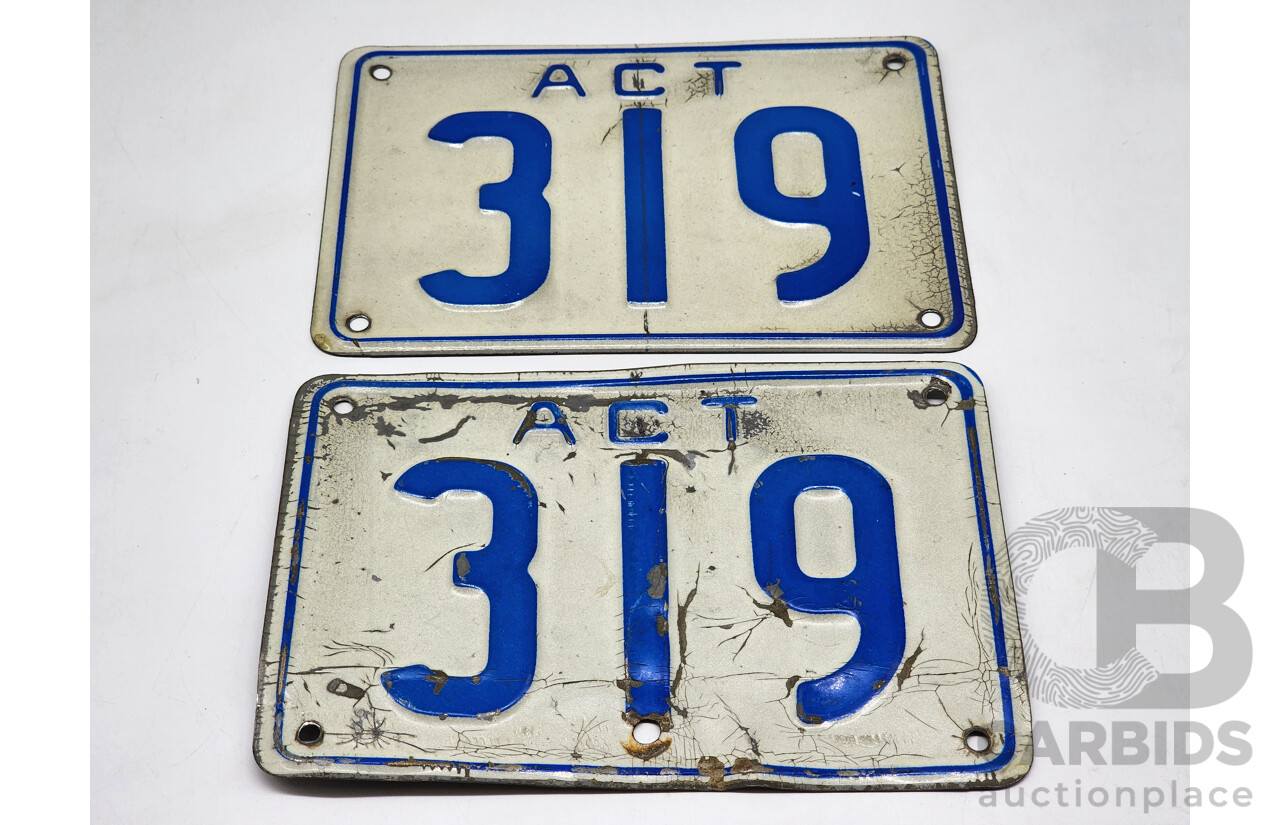 ACT 3 Digit Numerical Motor Vehicle Number Plate - 319