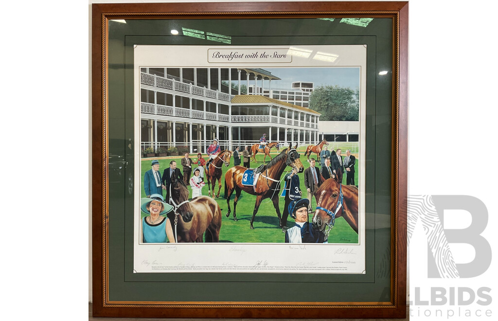 Horse Racing Print by Rick Sinclair, 'Breakfast with the Stars' - Signed - Limited Edition of 1000