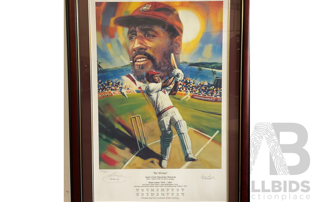 Viv Richards Print, West Indies 1974-1991 - Signed - Limited Edition of 300