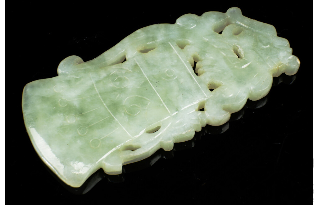 Hand Carved Chinese Jade Cerimonial Axe with Dragon