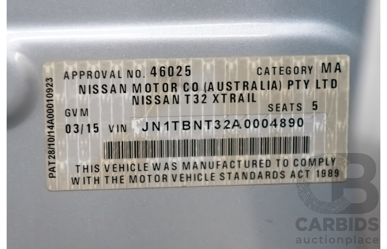 3/2015 Nissan X-Trail ST (4x4) T32 4d Wagon Silver 2.5L