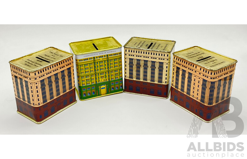 Collection of Four Replica Heritage Building Commonwealth Bank of Australia Money Tins