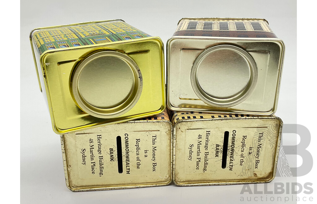 Collection of Four Replica Heritage Building Commonwealth Bank of Australia Money Tins