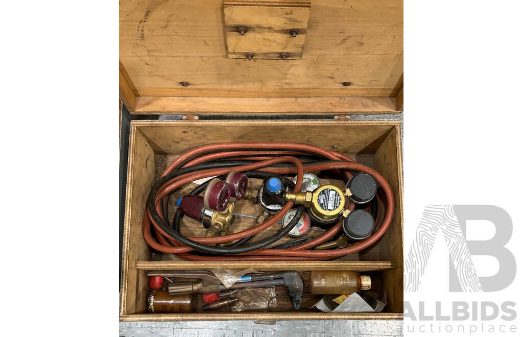 Two Wooden Boxes Filled with Oxy Acetylene Attachments and Parts