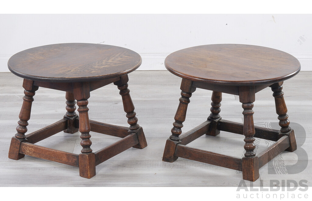 Antique Pair of Oak Stools or Side Tables