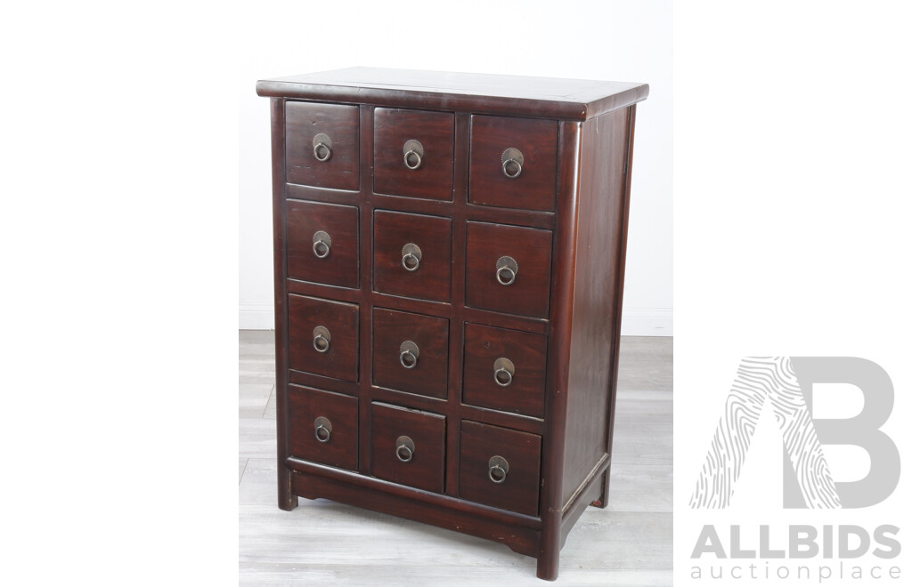 Apothecary Style Cabinet with Twelve Drawers