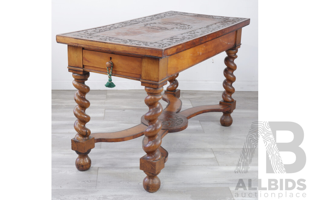 19th Century Italian Renaissance Carved Barley Twist Refractory Table