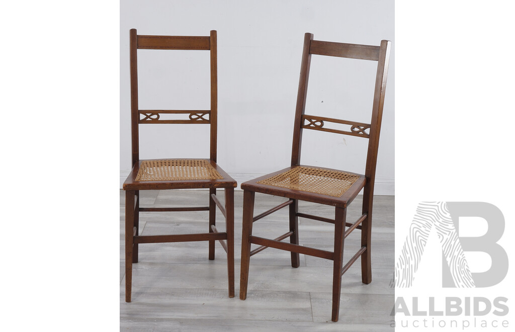 Antique Pair of Cane Seated Dining Chairs