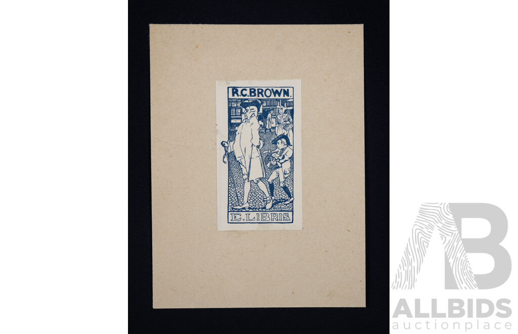 Folio of Ten Bookplates Etchings by Norman Lindsay, Lionel Lindsay, Sydney Ure Smith and Others