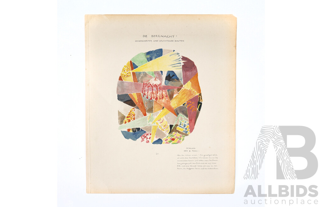 Folio of Selected Pages from Bruno Taut (1880-1938, German), ' Alpine Architektur: Aedificare necesse est…vivere non est necesse…' 1919
