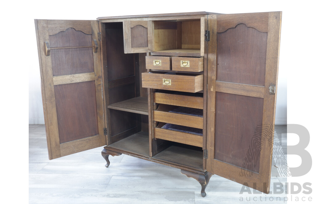 Antique Fitted Low Boy Wardrobe
