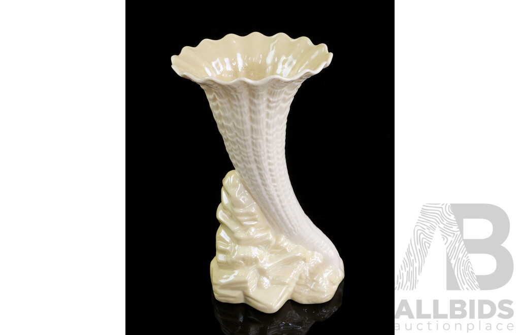 Vintage Irish Belleek Porcelain Cornucopia Vase