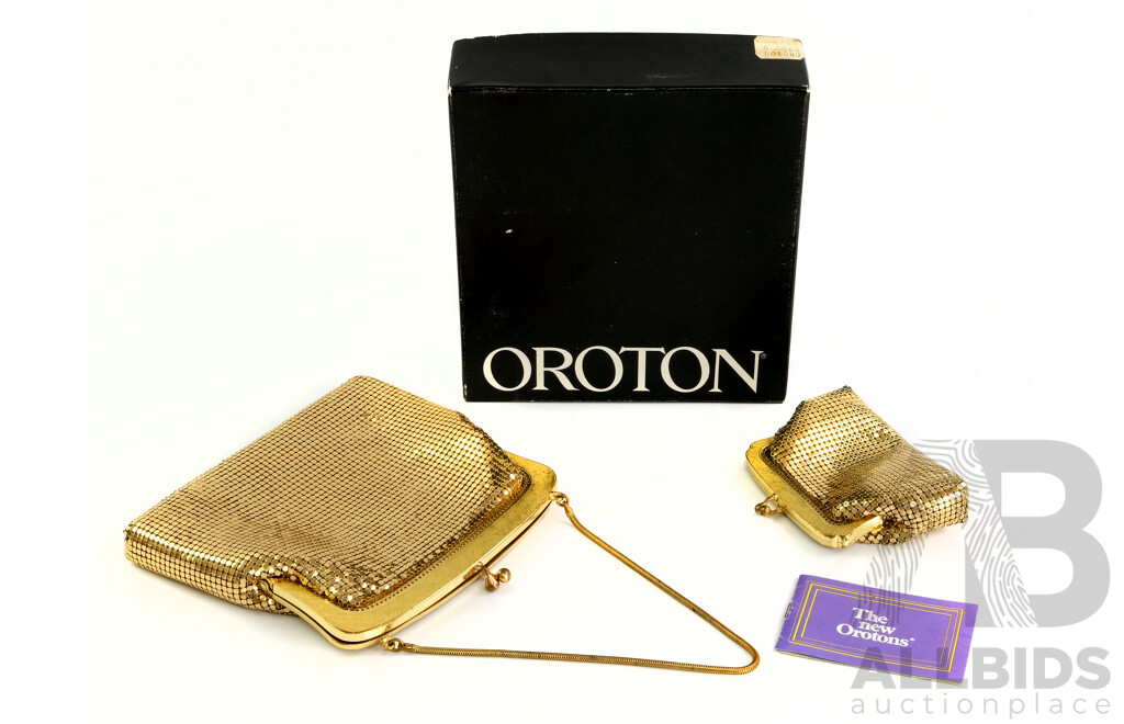 Retro Oroton Glomesh Evening Bag and Matching Purse in Original Box