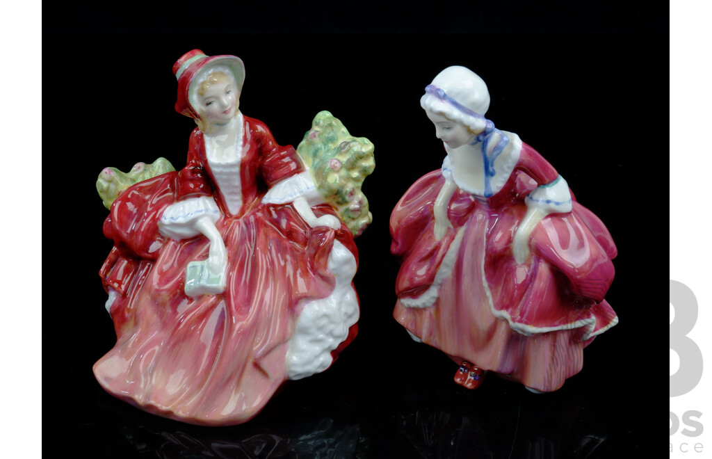 Two Royal Doulton Porcelain Lady Figure, Lydia, HN1908, & Goody Two Shoes, HN 2037