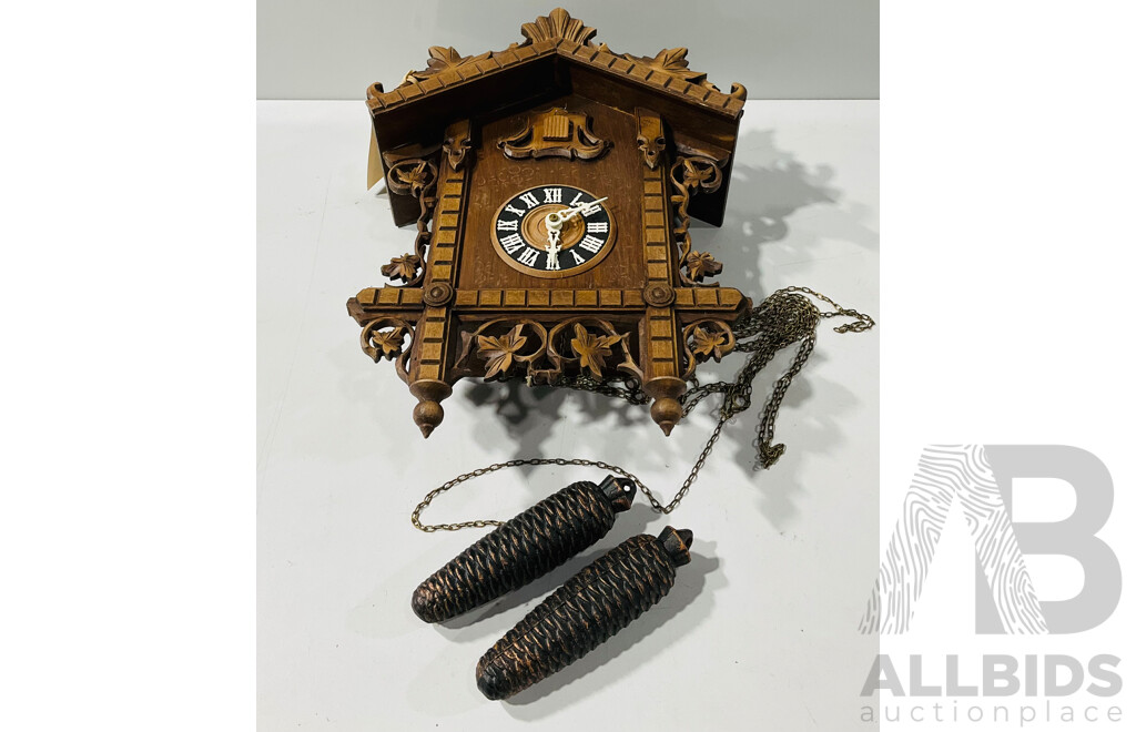 Vintage Handmade Cuckoo Clock with Two Weights