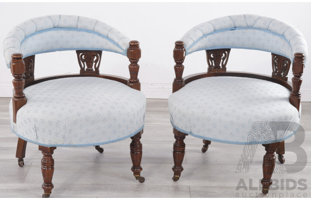 Pair of Edwardian Low Line Tub Chairs
