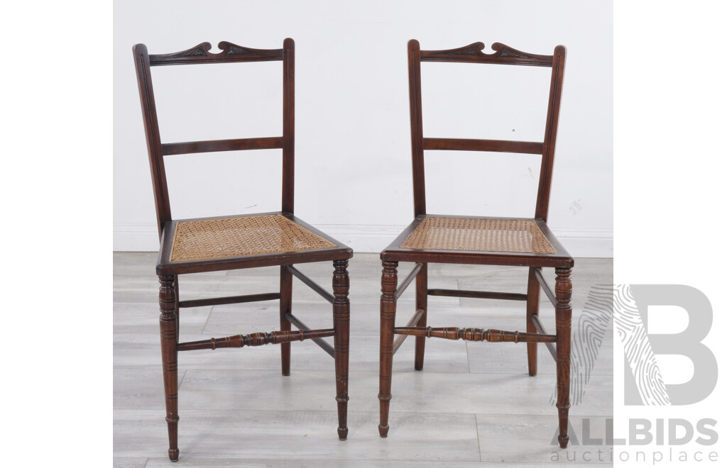 Pair of Antique Cane Seated Dining Chairs