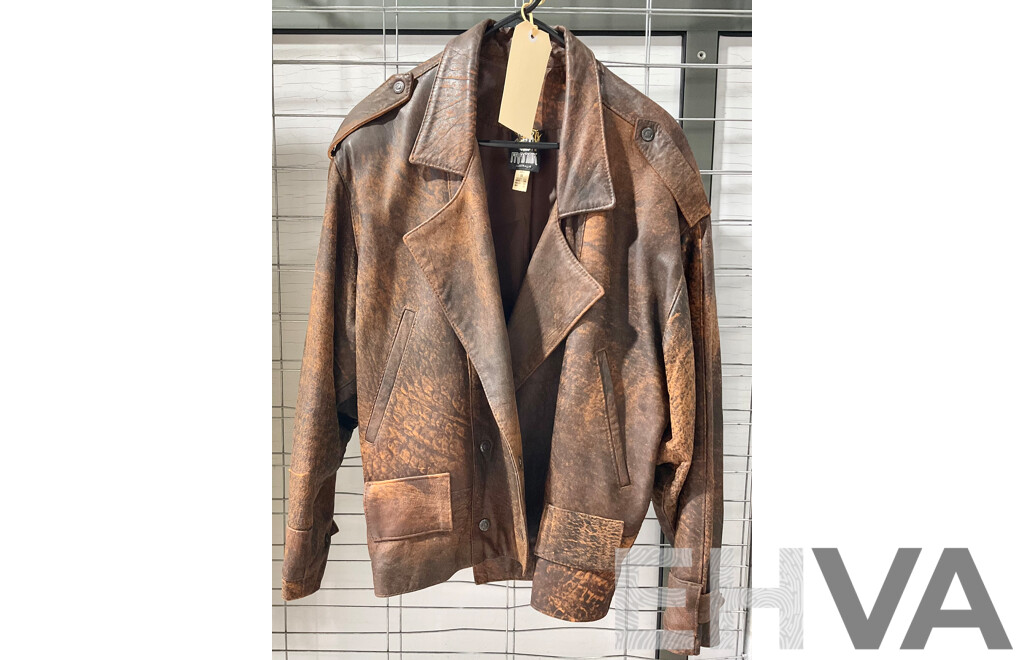 Vintage Brown Leather Moto Jacket by Frantik