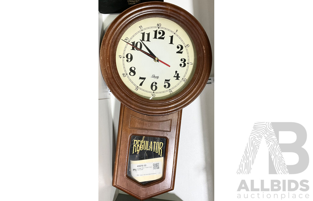 Vintage Style Timber Case Wall Clock