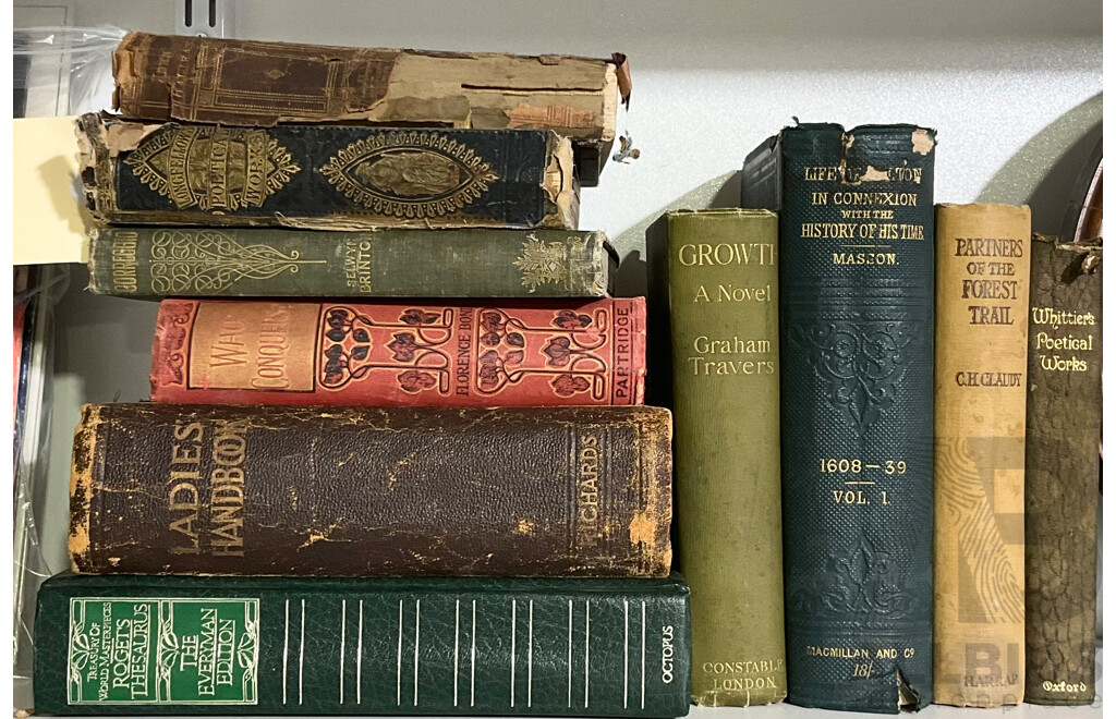 Good Collection of Antique Books Including the Ladies Handbook and Poetical Works by Longfellow