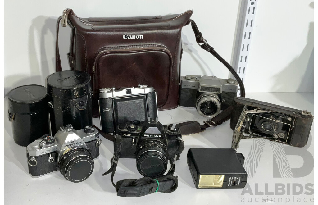 Collection of Vintage Cameras and Lenses