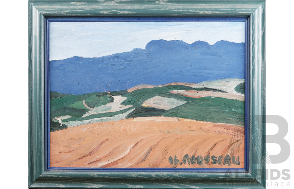 Framed Landscape Painting on Board, Signed 'Rousseau'