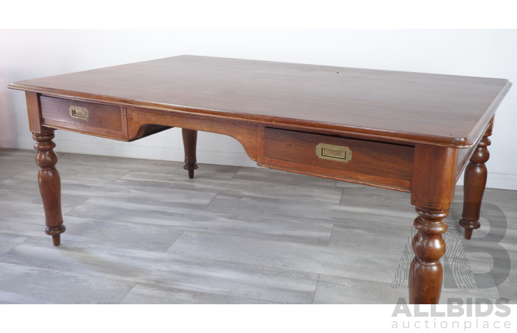 Large Antique Style Desk with Two Drawers