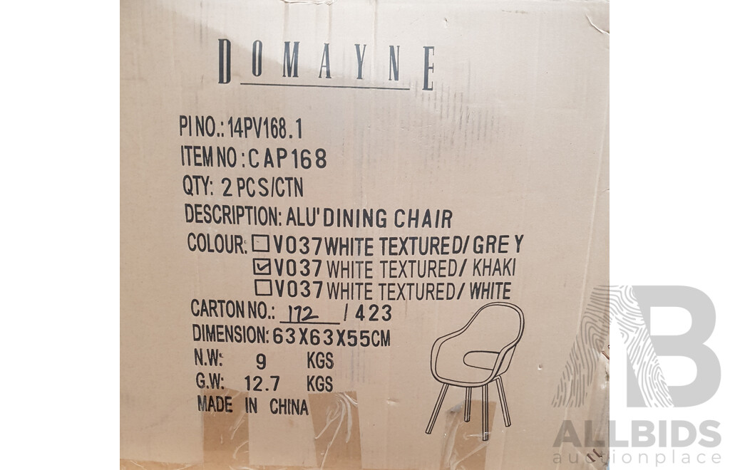 Domayne Alu' Khaki and Grey Dining Chairs (Set of Two) - Lot of 2