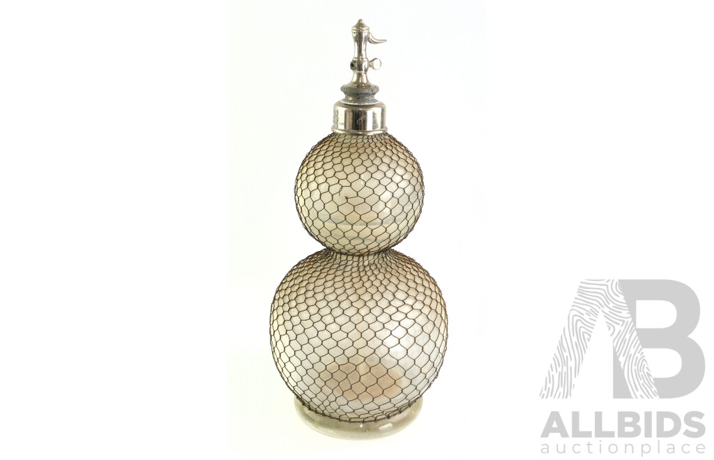French Double-Ball Soda Syphon with Metal Wire Mesh Circa 1910. Imprinted 'Veritable Seltzogene D Fevre - Marque Deposee'
