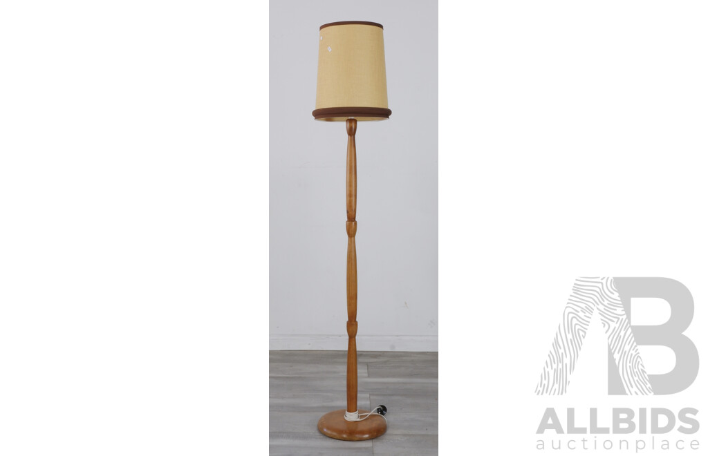 Vintage Turned Timber Standard Floor Lamp