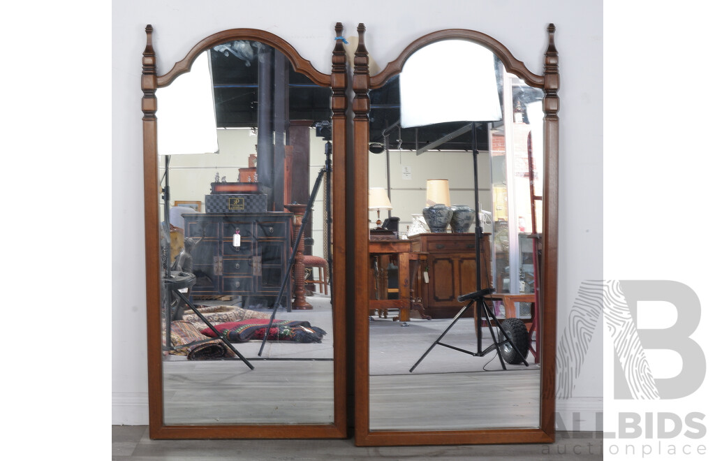 Vintage Pair of Gothic Style Timber Wall Mirrors