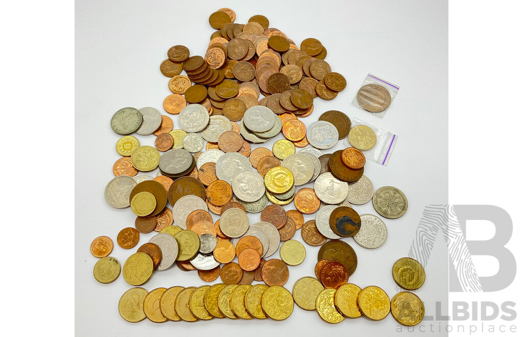 Collection of Mostly Australian Coins Including Commemorative and Predecimal