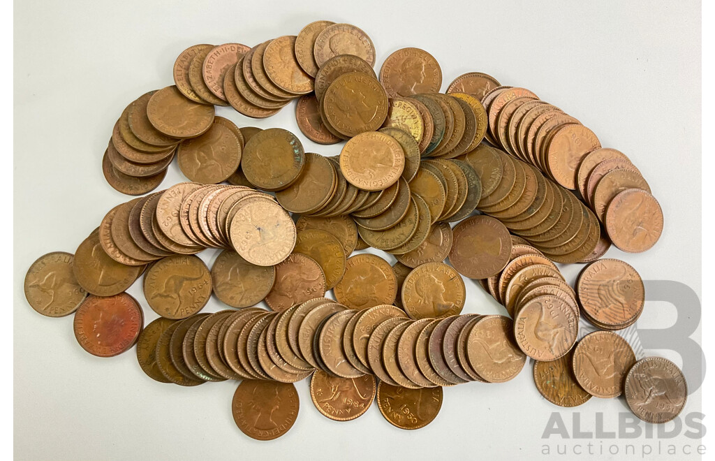 Collection of Australian QE2 Pennies, Some Good Examples - 1.5 Kilograms