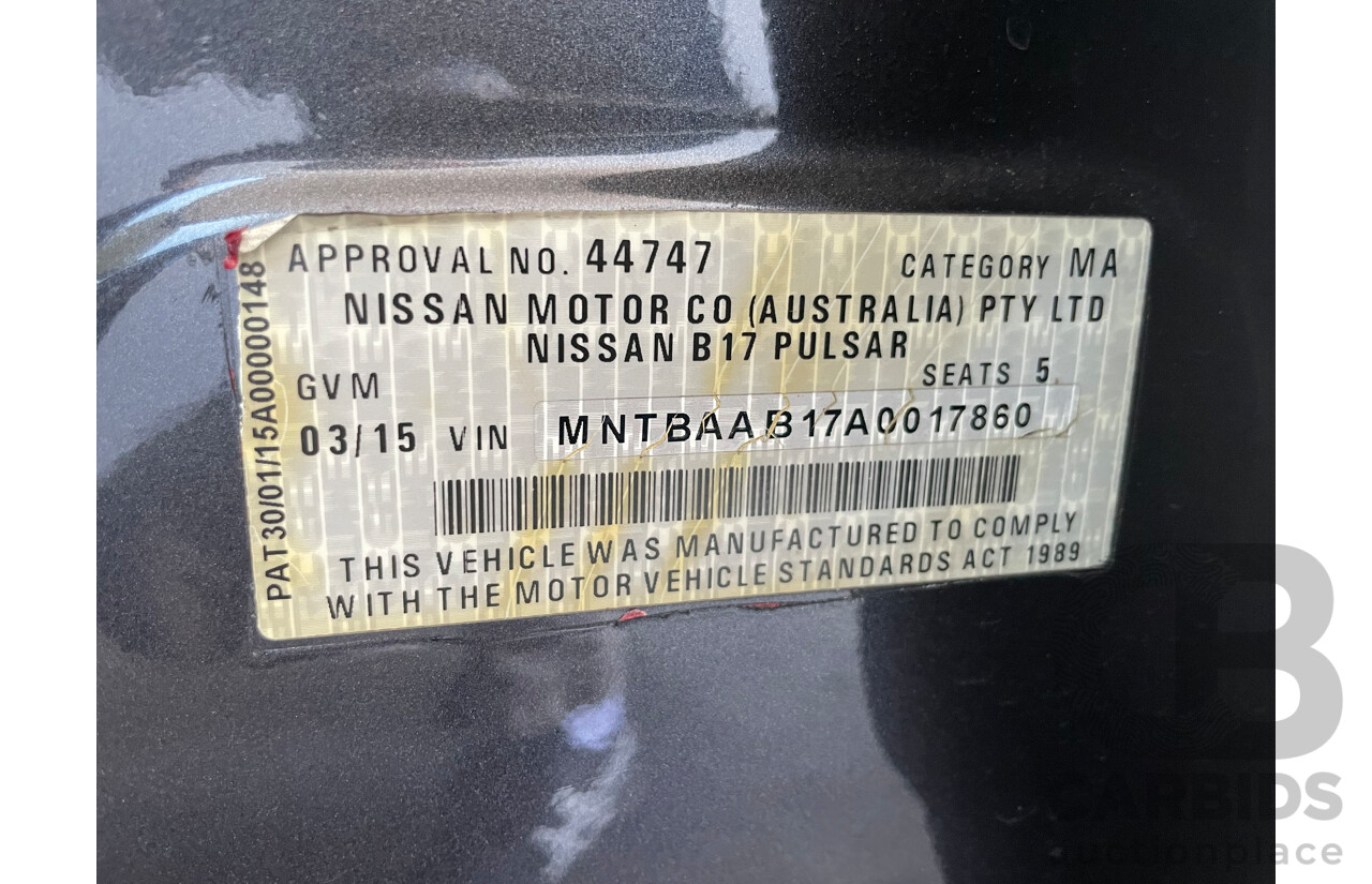 03/15 Nissan Pulsar ST FWD B17 4D Sedan Grey 1.8L