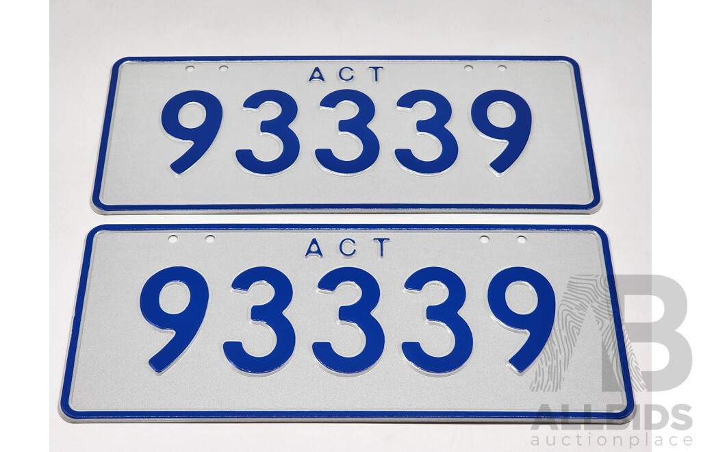 ACT 5Digit Number Plate 93339 Lot 1513110 CARBIDS