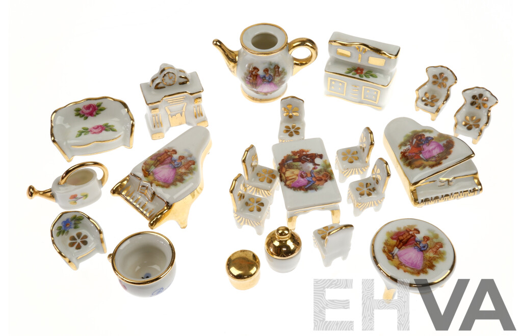 Collection Limoges Miniature Furniture and Tea Ware, Marks to Base