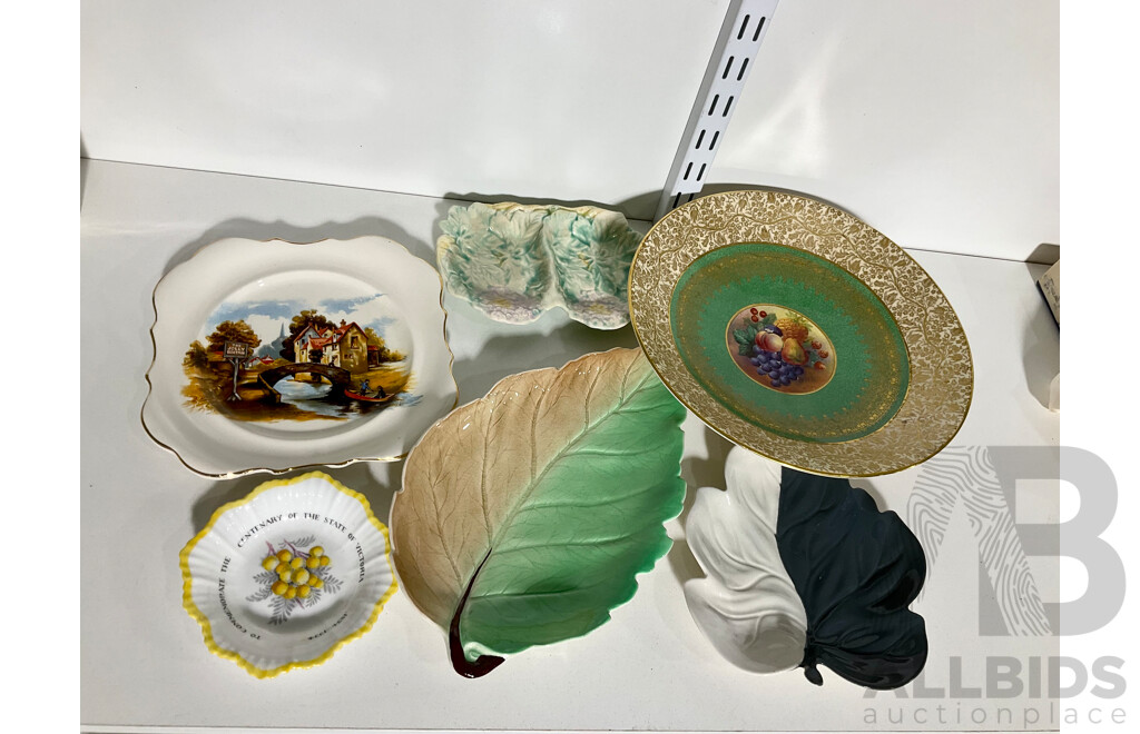 Collection VIntage and Other Porcelain Including Crescent Ivory Three Footed Bowl with Hand Painted Fruit Scene and More