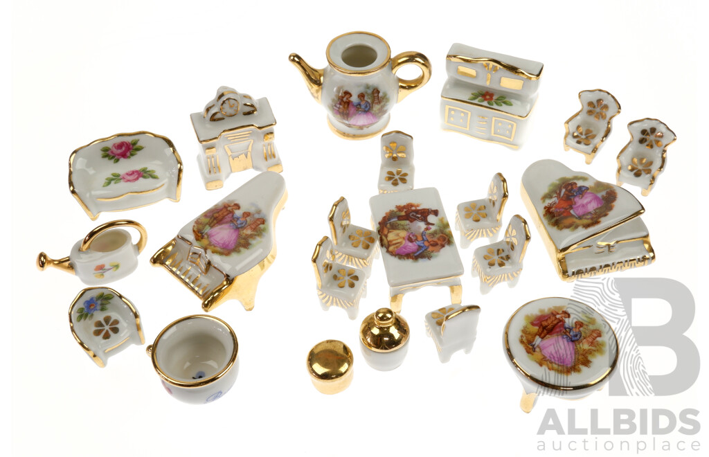 Collection Limoges Miniature Furniture and Tea Ware, Marks to Base